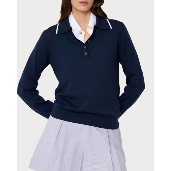 NEW WE-AR4 varsity polo sweater in navy blue
